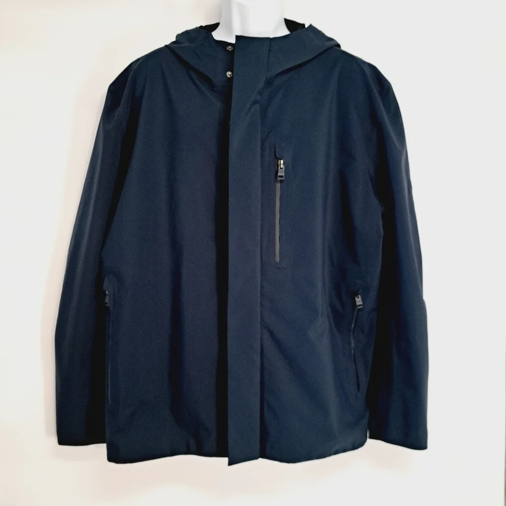 Andrew Marc Navy Blue Waterproof Lightweight Wind Resistant Hooded Jacket XXL‎